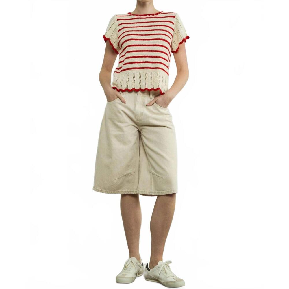 NEW AARON & AMBER maya summer sweater in red stripe